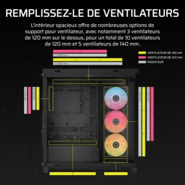 Corsair FRAME 4500X LX-R RGB LINK Noir - Verre panoramique / USB-C / Mid-Tower – Image 7
