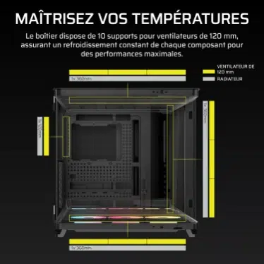 Corsair AIR 5400 LX-R RGB LINK Mid-Tower Black - Verre trempé / USB-C / E-ATX – Image 10