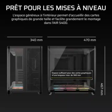 Corsair AIR 5400 LX-R RGB LINK Mid-Tower Black - Verre trempé / USB-C / E-ATX – Image 11