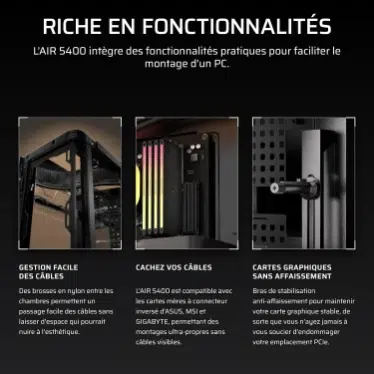 Corsair AIR 5400 LX-R RGB LINK Mid-Tower Black - Verre trempé / USB-C / E-ATX – Image 12