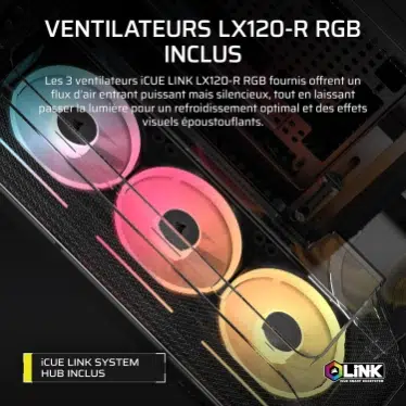 Corsair AIR 5400 LX-R RGB LINK Mid-Tower Black - Verre trempé / USB-C / E-ATX – Image 6