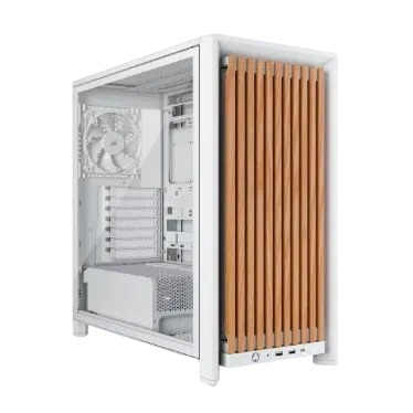 Corsair FRAME 4000D WOOD RS boîtier PC moyen-tour Blanc Chêne - Verre trempé et 4 ventilateurs PWM
