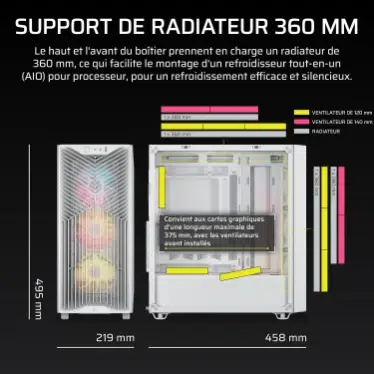 Corsair 3200D RS ARGB boîtier PC moyen-tour Blanc - Verre trempé et 3 ventilateurs ARGB – Image 5