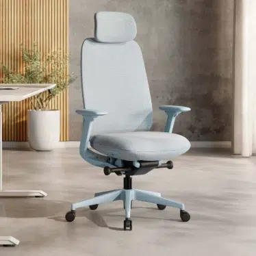 Ofinto Cloud chaise ergonomique Bleue avec accoudoirs + appui-tête – Image 5