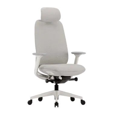 Ofinto Cloud chaise ergonomique Blanche avec accoudoirs + appui-tête – Image 2
