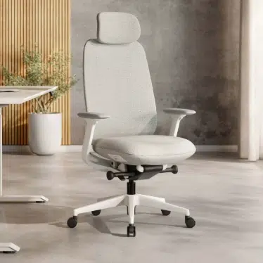 Ofinto Cloud chaise ergonomique Blanche avec accoudoirs + appui-tête – Image 5