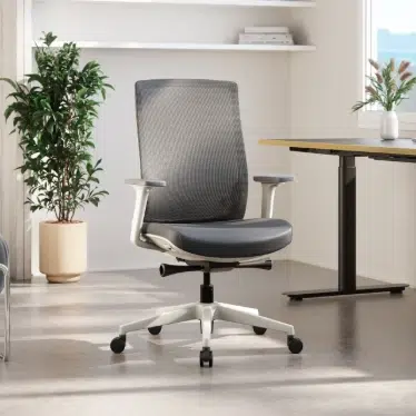 Ofinto Ergo chaise ergonomique Blanche avec accoudoirs - Soutien lombaire réglable – Image 4