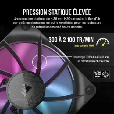Corsair iCUE LINK RX120 RGB Triple Fan Kit - 3x Ventilateurs 120 mm PWM RGB Noir – Image 5