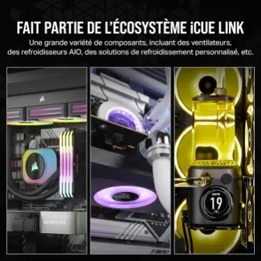 Corsair iCUE LINK RX120 RGB Triple Fan Kit - 3x Ventilateurs 120 mm PWM RGB Noir – Image 8