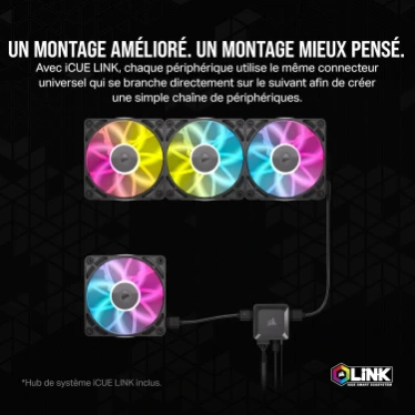Corsair iCUE LINK RX120 RGB kit 3 ventilateurs PWM 120 mm Blanc avec contrôleur iCUE LINK – Image 4