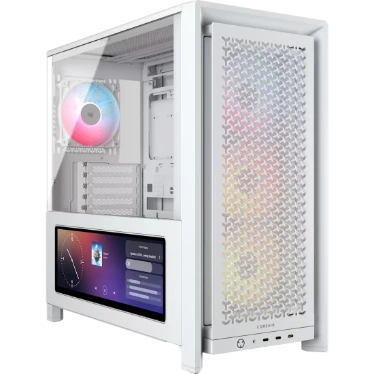 CORSAIR FRAME 4000D LCD RS ARGB Premium Blanc - Écran tactile 14,5" et 4 ventilateurs ARGB