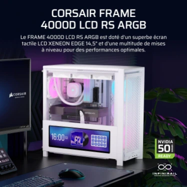 CORSAIR FRAME 4000D LCD RS ARGB Premium Blanc - Écran tactile 14,5" et 4 ventilateurs ARGB – Image 2
