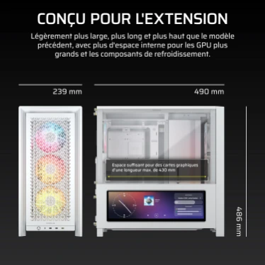 CORSAIR FRAME 4000D LCD RS ARGB Premium Blanc - Écran tactile 14,5" et 4 ventilateurs ARGB – Image 9
