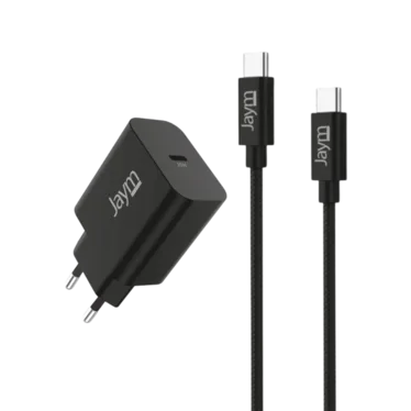 JAYM POP Pack Chargeur USB-C PD 25 W + Câble USB-C vers USB-C 1,5 m Noir – Image 3
