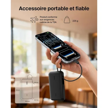 Belkin UltraCharge Batterie externe 10 000 mAh 45W USB-C PD USB-A avec câble intégré Noir – Image 11