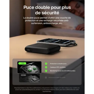 Belkin UltraCharge Batterie externe 10 000 mAh 45W USB-C PD USB-A avec câble intégré Noir – Image 8