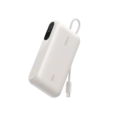 Belkin UltraCharge Batterie externe 10 000 mAh 45W USB-C PD USB-A avec câble intégré Sable