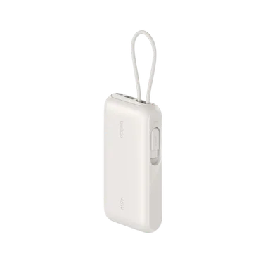 Belkin UltraCharge Batterie externe 10 000 mAh 45W USB-C PD USB-A avec câble intégré Sable – Image 3