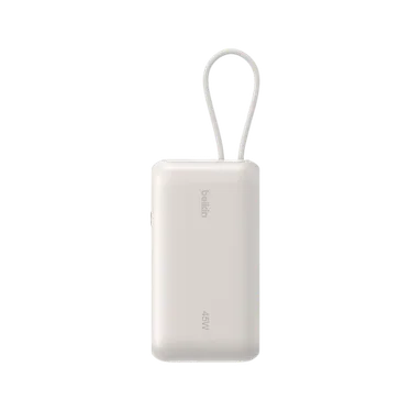 Belkin UltraCharge Batterie externe 10 000 mAh 45W USB-C PD USB-A avec câble intégré Sable – Image 5