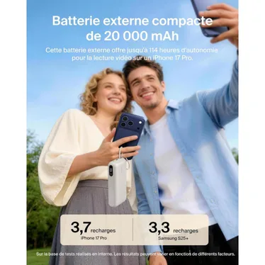 Belkin UltraCharge Batterie externe 20 000 mAh 45W USB-C PD USB-A avec câble intégré Sable – Image 11