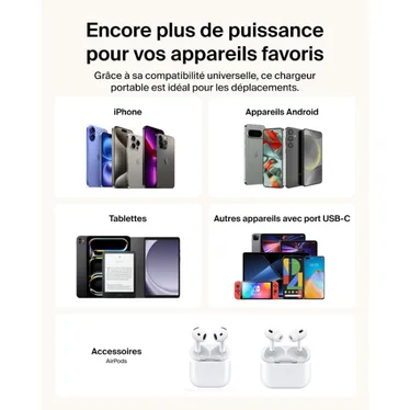 Belkin UltraCharge Batterie externe 20 000 mAh 45W USB-C PD USB-A avec câble intégré Sable – Image 12