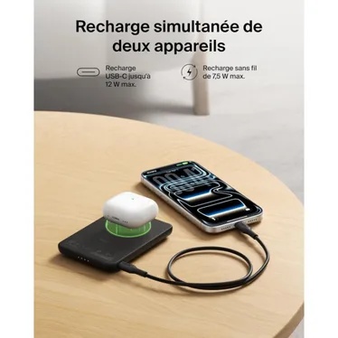 Belkin BoostCharge Slim Batterie externe magnétique Qi2 5 000 mAh 15W USB-C PD 20W Noir – Image 10