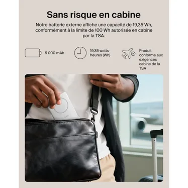 Belkin BoostCharge Slim Batterie externe magnétique Qi2 5 000 mAh 15W USB-C PD 20W Blanc – Image 8