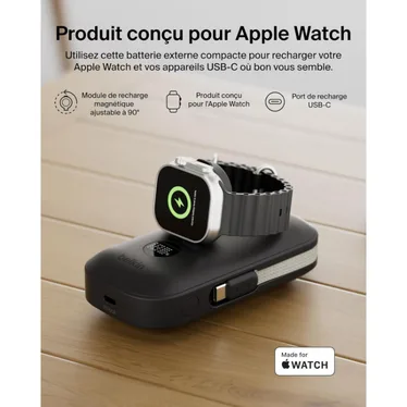 Belkin BoostCharge Pro Batterie externe 10 000 mAh 45W USB-C avec chargeur Apple Watch Noir – Image 6