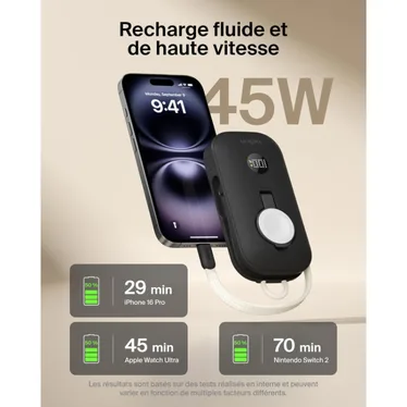 Belkin BoostCharge Pro Batterie externe 10 000 mAh 45W USB-C avec chargeur Apple Watch Noir – Image 8