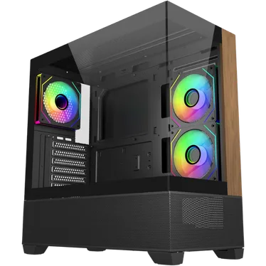 Cooler Master Elite 690 Wood Boîtier PC Midi Tower Verre trempé Noir