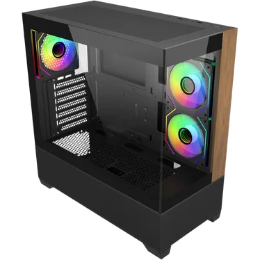 Cooler Master Elite 690 Wood Boîtier PC Midi Tower Verre trempé Noir – Image 3