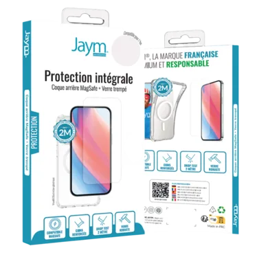 JAYM Pack Intégral Coque Renforcée MagSafe Drop Test 2 m + Verre Trempé 9H pour iPhone 17 Pro Max / 18 Pro Max