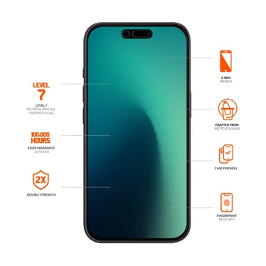 Eiger Verre trempé Premium 2.5D Privacy pour Apple iPhone 18 Pro - 2
