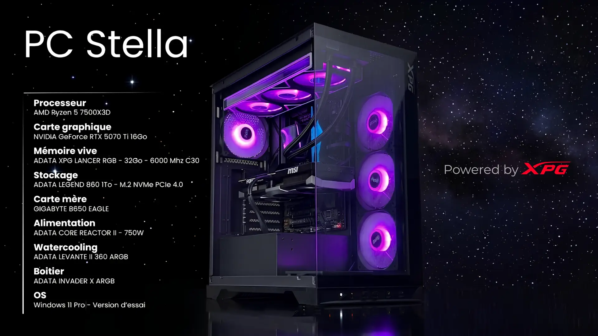 PC STELLA Gaming avec GeForce RTX 5070 Ti