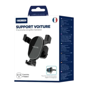 JELLICO HO-21 Support Voiture Smartphone Grille d’Aération Rotation 360° Noir