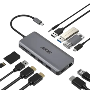 Acer HP.DSCAB.009 Adaptateur multiport USB-C 12-en-1 4K PD Argent - 1