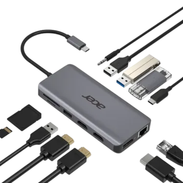 Acer HP.DSCAB.009 Adaptateur multiport USB-C 12-en-1 4K PD Argent - 1