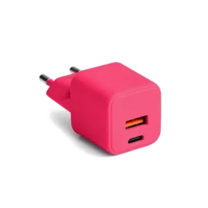 Forever Colorum Chargeur secteur GaN USB-C 30 W + USB-A 18 W Rouge - 1