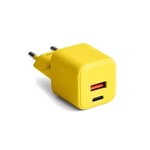 Forever Colorum Chargeur secteur GaN USB-C 30 W + USB-A 18 W Jaune - 1